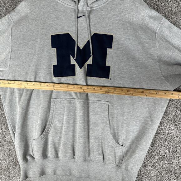 Vtg Nike Team Hoodie Men L Center Swoosh Michigan Wolverines Gray Embroidered - Picture 7 of 8